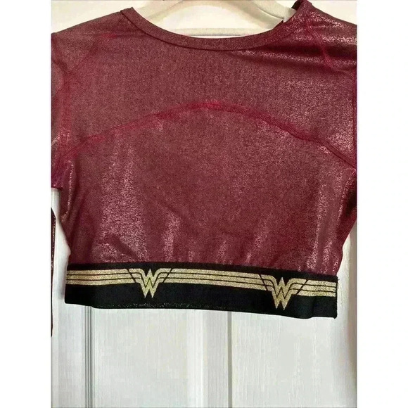 NWT Eleven Venus Williams Wonder Woman Long Sleeve Burgundy Crop Top Size Xs - Picture 4 of 6